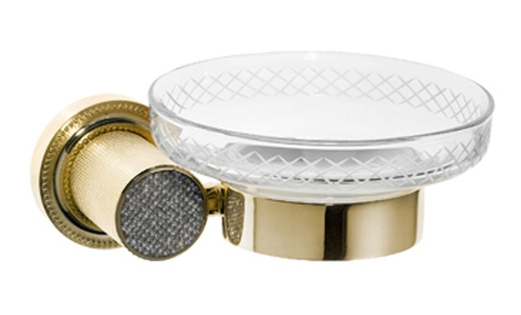 Изображение товара Мыльница Boheme Royal Cristal 10923-G-B настенная золото черные кристаллы