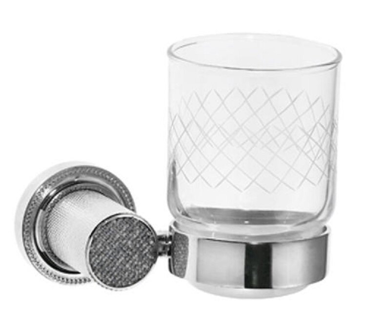 Изображение товара Стакан для зубных щеток Boheme Royal Cristal 10924-CR-B — хром и черные кристаллы