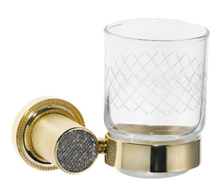 Изображение товара Стакан для зубных щеток Boheme Royal Cristal 10924-G-B, золото, черные кристаллы