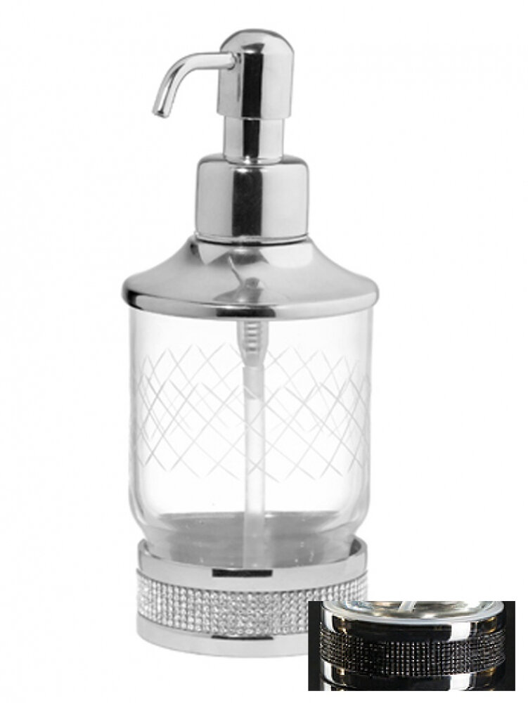 Изображение товара Дозатор жидкого мыла Boheme Royal Cristal настольный, хром, черные кристаллы