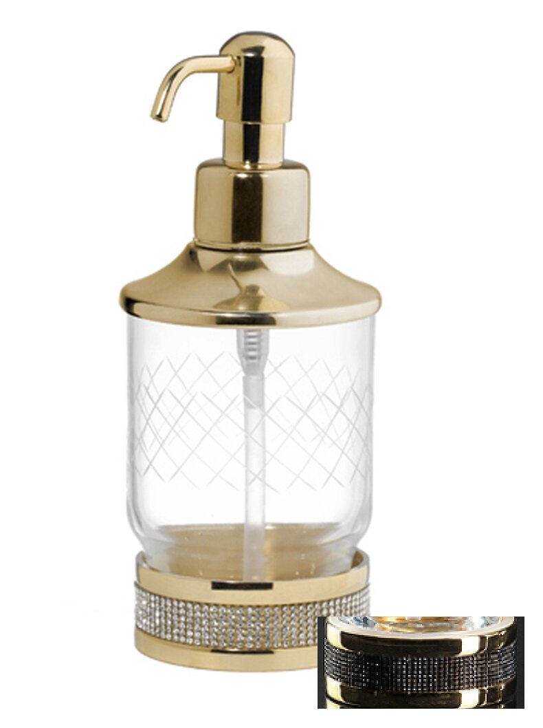 Изображение товара Дозатор жидкого мыла Boheme Royal Cristal 10929-G-B настольный, золото, черные кристаллы