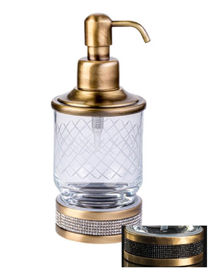 Изображение товара Дозатор жидкого мыла Boheme Royal Cristal настольный бронза черные кристаллы