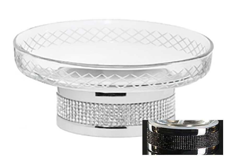 Изображение товара Мыльница Boheme Royal Cristal 10930-CR-B настольная, хром, черные кристаллы