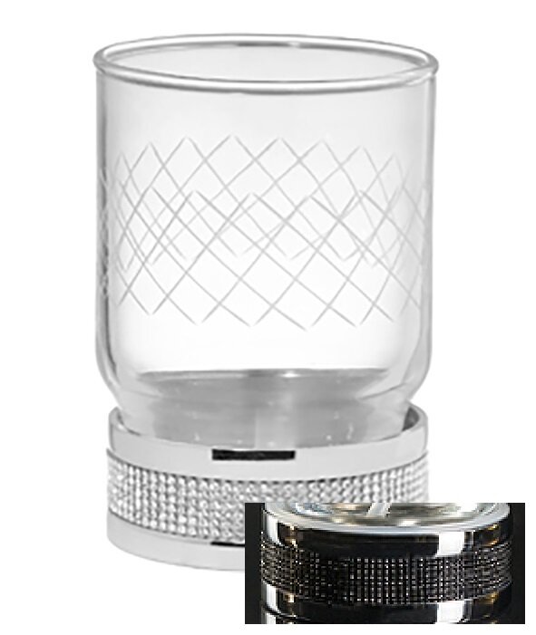 Изображение товара Стакан для зубных щеток Boheme Royal Cristal 10931-CR-B настольный, хром, черные кристаллы