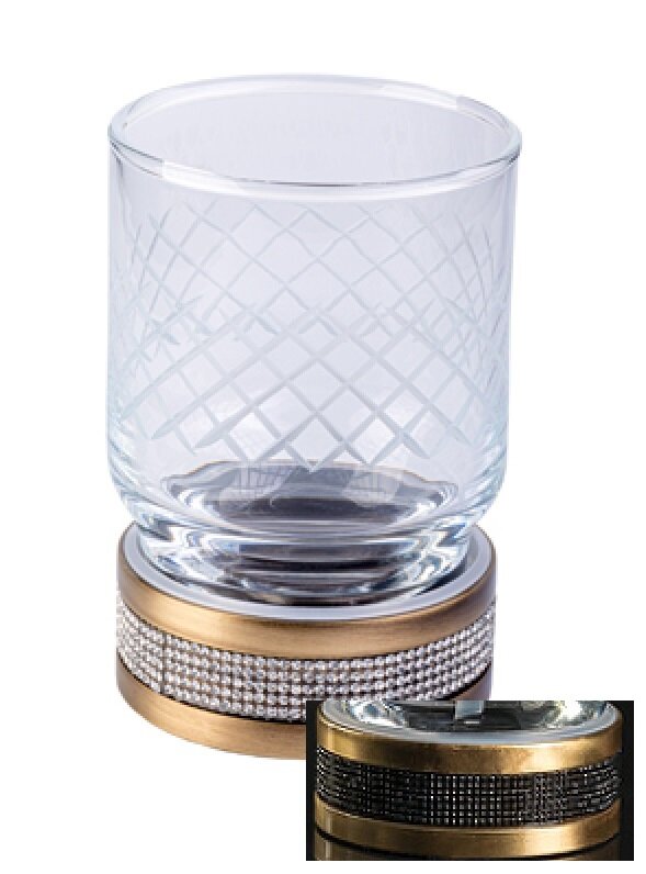 Изображение товара Стакан для зубных щеток Boheme Royal Cristal 10931-BR-B настольный, бронза, черные кристаллы