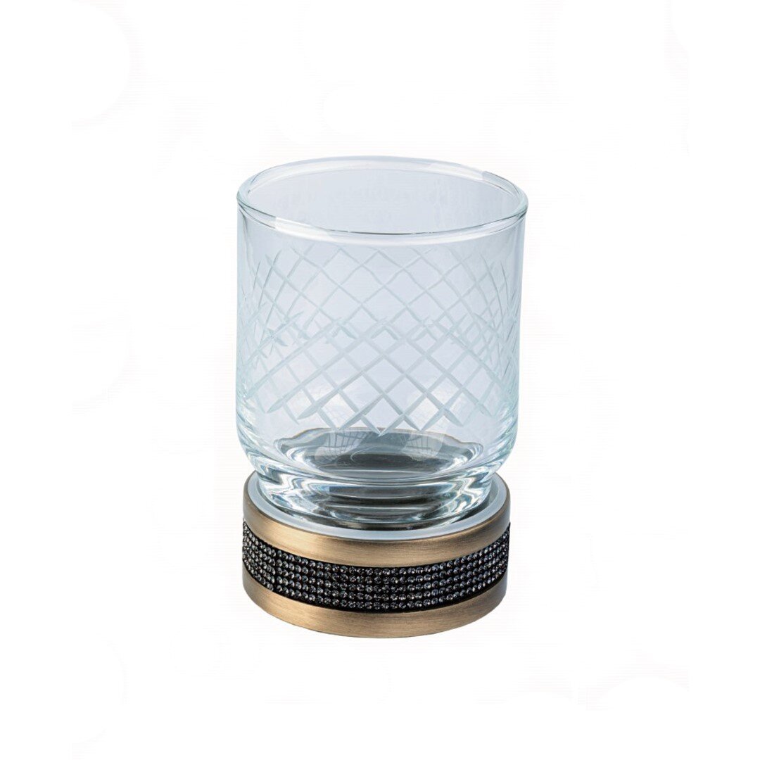 Изображение товара Стакан для зубных щеток Boheme Royal Cristal 10931-BR-B настольный, бронза, черные кристаллы Изображение товара Стакан для зубных щеток Boheme Royal Cristal 10931-BR-B настольный, бронза, черные кристаллы