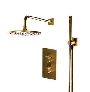 Изображение товара Душевая система Omnires Contour, термостатическая, скрытого монтажа, брашированное золото, SYSCT11GLB
