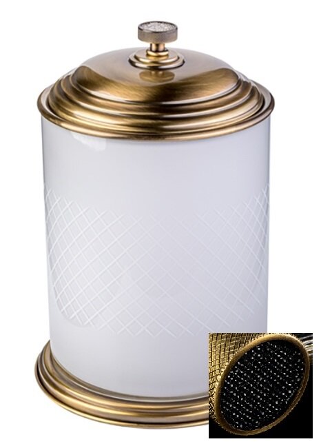 Изображение товара Ведро для мусора Boheme Royal Cristal 10934-BR-B: латунь, стекло, черные кристаллы