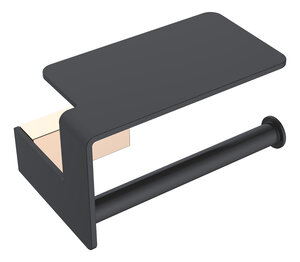 Изображение товара Держатель туалетной бумаги Boheme Q с полкой, черный, золото, 10941-G-B