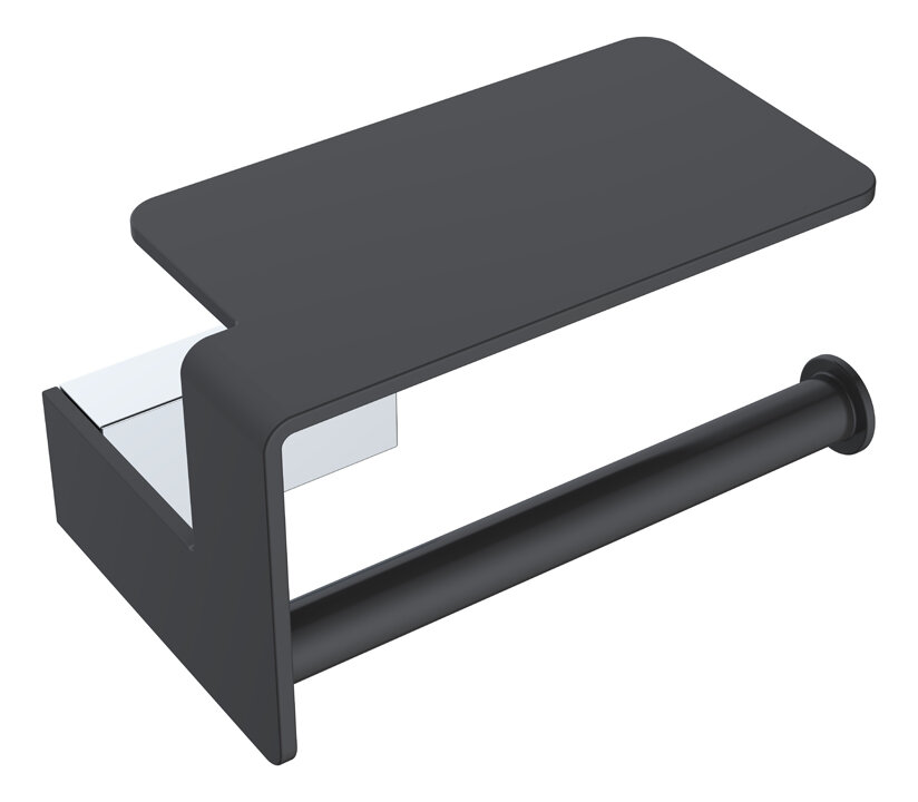 Изображение товара Держатель туалетной бумаги Boheme Q с полкой, черный, хром