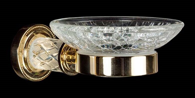 Изображение товара Мыльница Boheme Murano Cristal из муранского стекла и латуни, настенная, золото