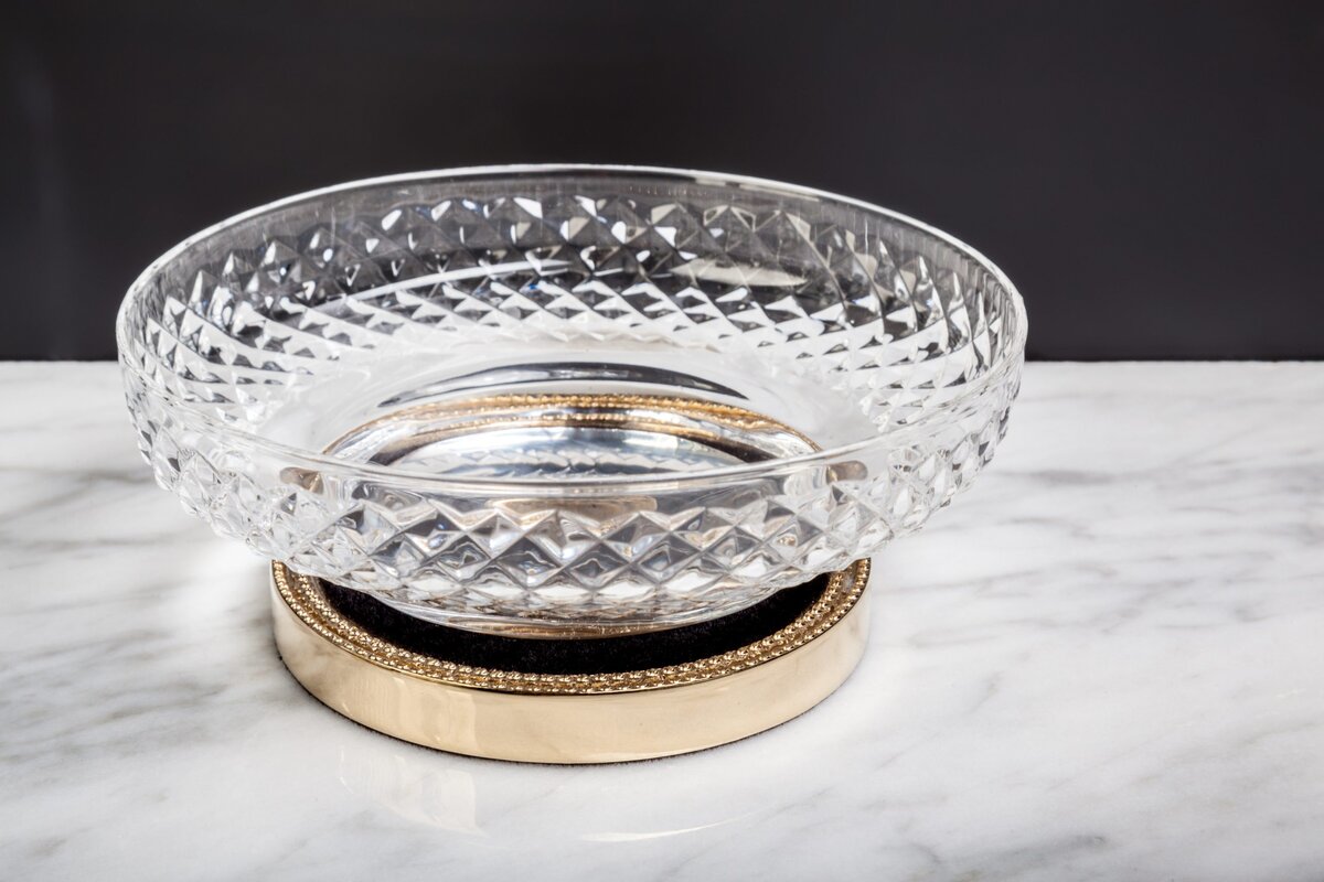Изображение товара Мыльница Boheme Murano Cristal настольная, золото, 10205