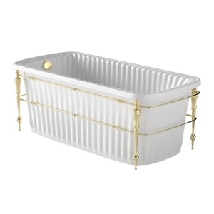 Изображение товара Ванна Migliore Olivia Console 24377 174 х 80 х 66 см, из литьевого мрамора, фурнитура золото, панель белая глянцевая