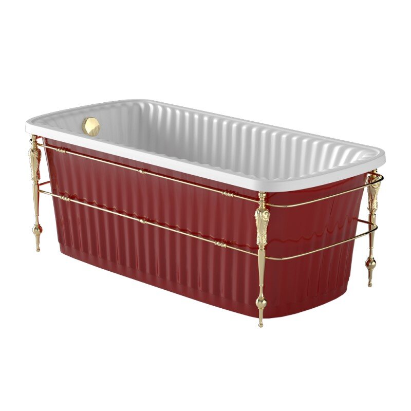 Изображение товара Migliore Olivia Console 174x80x66 см, литьевой мрамор, панель красная глянцевая, золото фурнитура