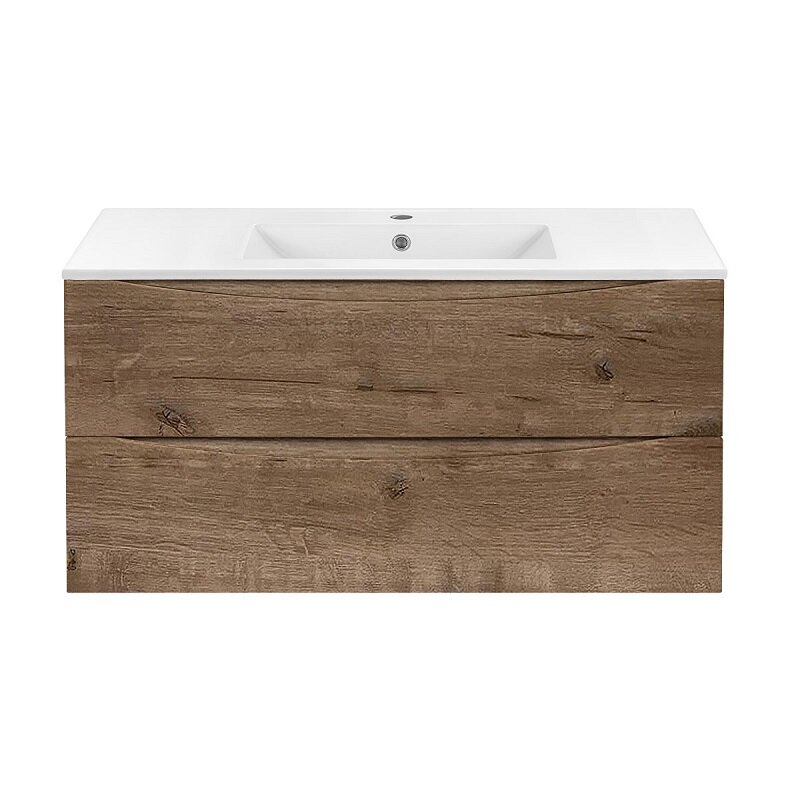 Изображение товара Тумба под раковину Vincea Mia 100 см подвесная коричневая винитаж V.Oak