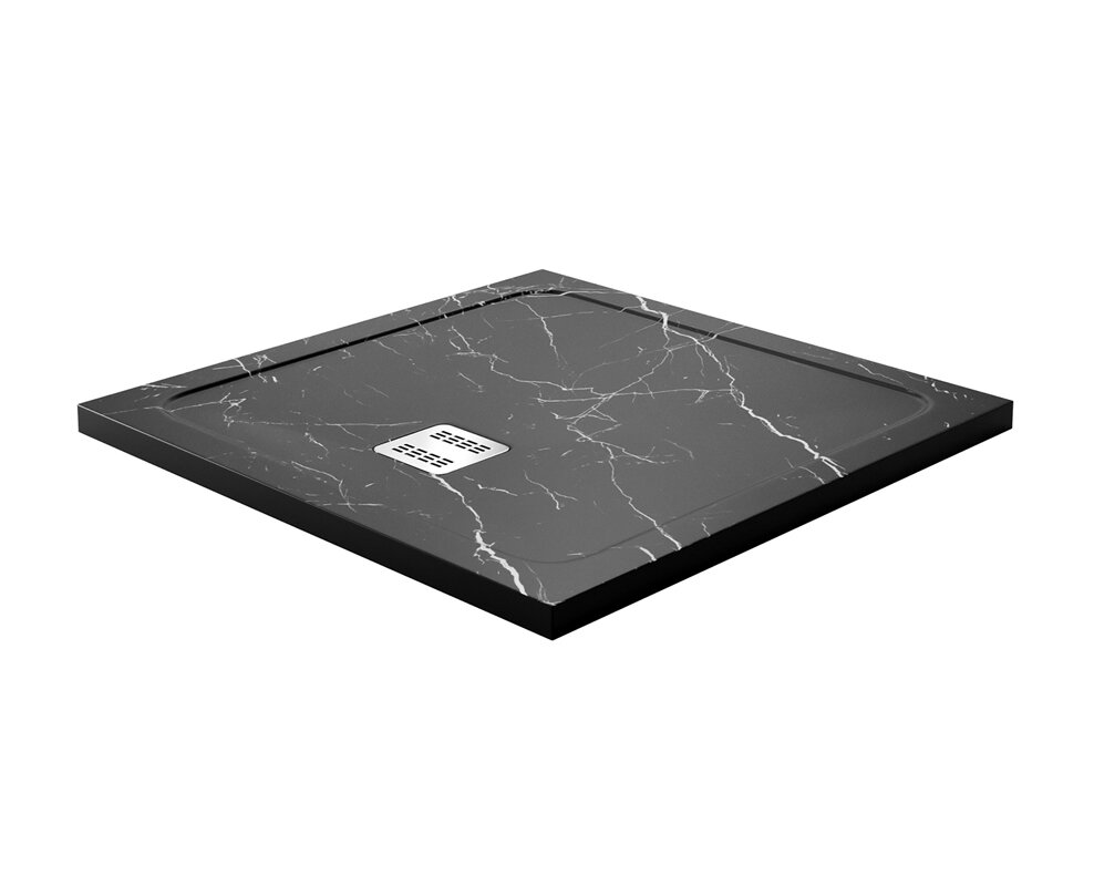 Изображение товара Душевой поддон WasserKRAFT Neime 19T 19T03, 90 х 90 см, черный, текстура - мрамор