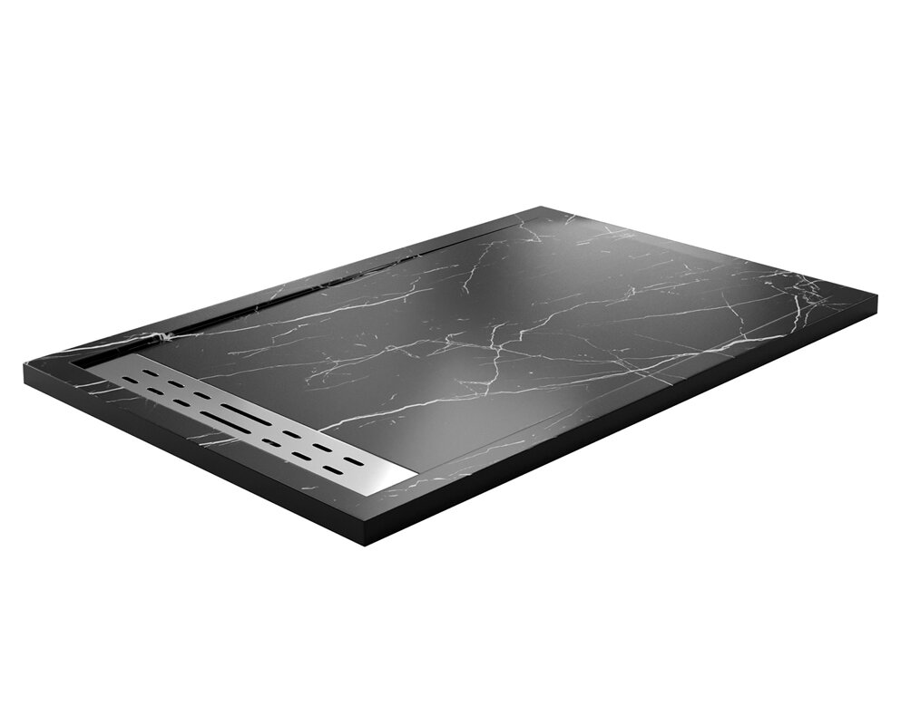 Изображение товара Душевой поддон WasserKRAFT Neime 19T 19T36, 140 х 90 см, черный, текстура - мрамор