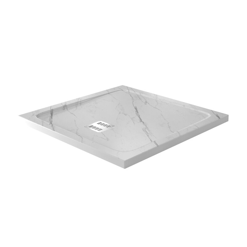 Изображение товара Душевой поддон WasserKRAFT Rhin 44T 90x90 см мрамор белый низкий высокий бортик