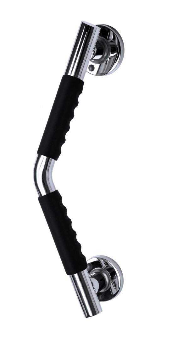 Изображение товара Поручень угловой для ванны Ridder Ken M, с резиновой накладкой, хром, черный, А263110