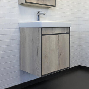 Изображение товара Тумба с раковиной Comfortу Вена, 55 см, подвесная, дуб дымчатый, раковина Адриана белая, 00-00008928 (00-00008928CF)