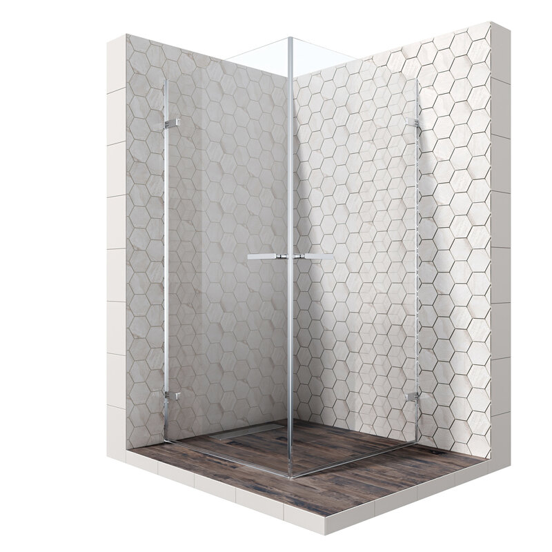 Изображение товара Душевой уголок Ambassador Abner 90x90x200 см распашной хром+прозрачное стекло Изображение товара Душевой уголок Ambassador Abner 90x90x200 см распашной хром+прозрачное стекло