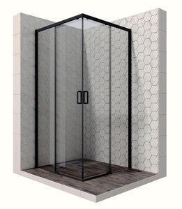 Изображение товара Душевой уголок Ambassador Queen, 90 х 90 х 200 см, профиль черный, стекло прозрачное, 11011203Black