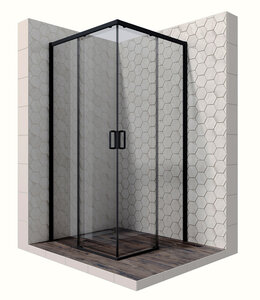 Изображение товара Душевой уголок Ambassador Queen, 100 х 100 х 200 см, профиль черный, стекло прозрачное, 11011204Black
