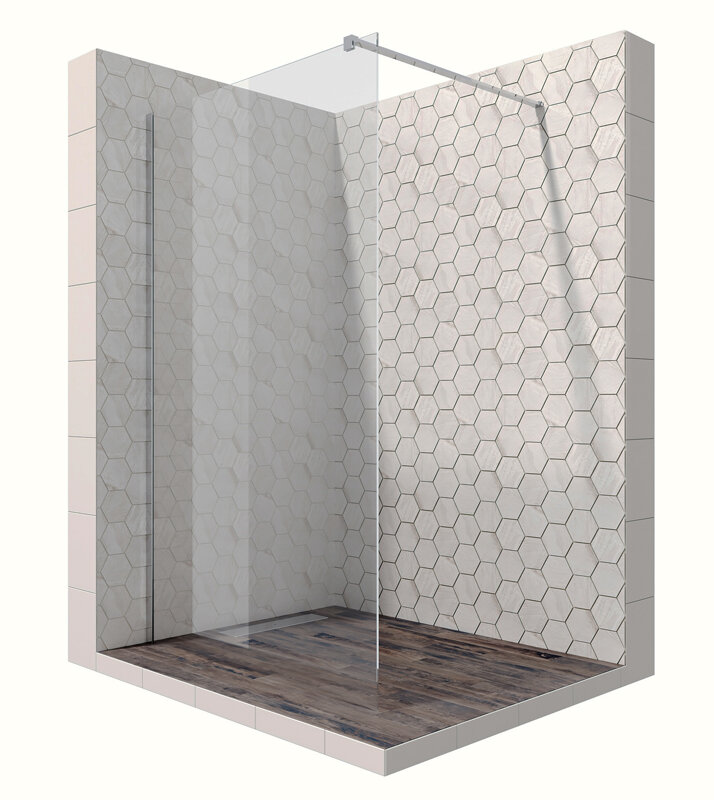 Изображение товара Душевая стенка Ambassador Walk-in 120x200 см с прозрачным стеклом и хром профилем