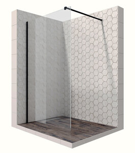 Изображение товара Душевая стенка Ambassador Walk-in, 110 х 200 см, стекло прозрачное, профиль черный, 15031111