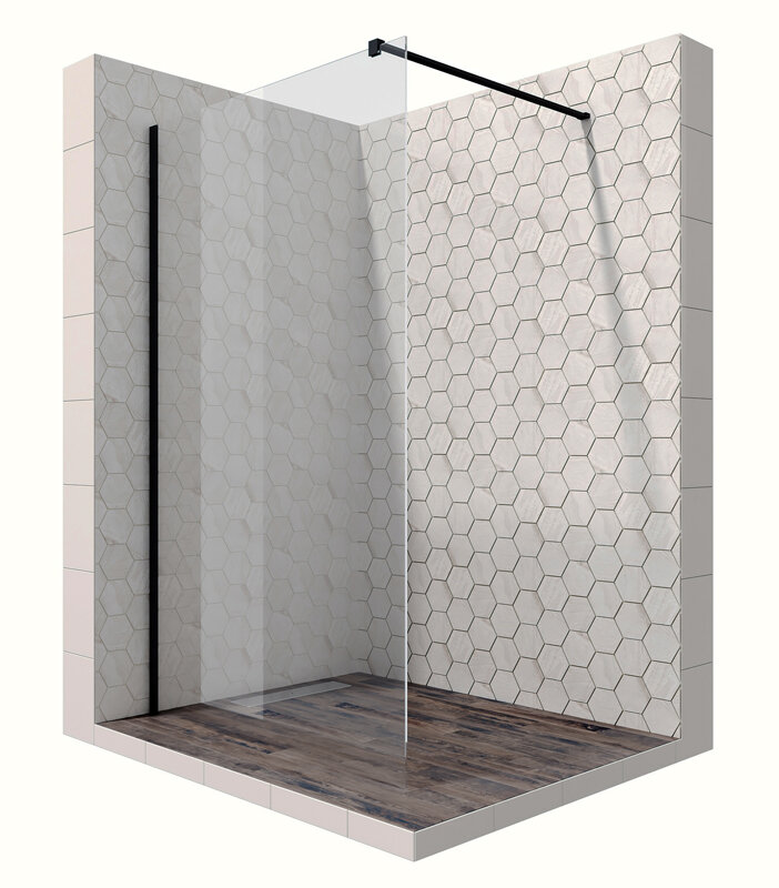 Изображение товара Ambassador Walk-in 120x200 - прочная прозрачная стенка с черным профилем