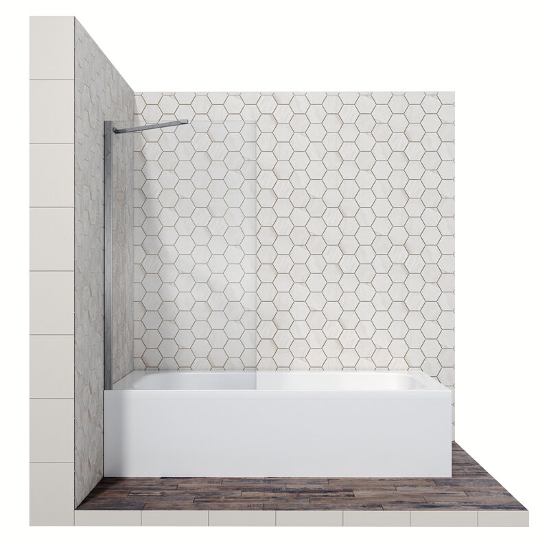 Изображение товара Душевая шторка на ванну Ambassador Bath Screens, 80 х 140 см, стекло прозрачное, профиль хром, 16041103