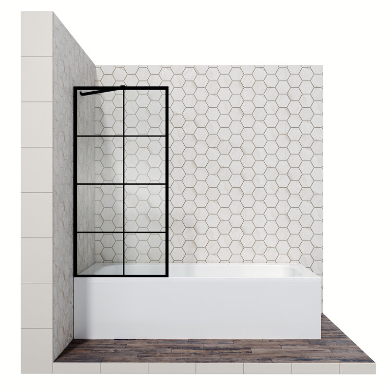 Изображение товара Душевая шторка на ванну Ambassador Bath Screens, 70 х 140 см, стекло с рисунком, профиль черный, 16041208