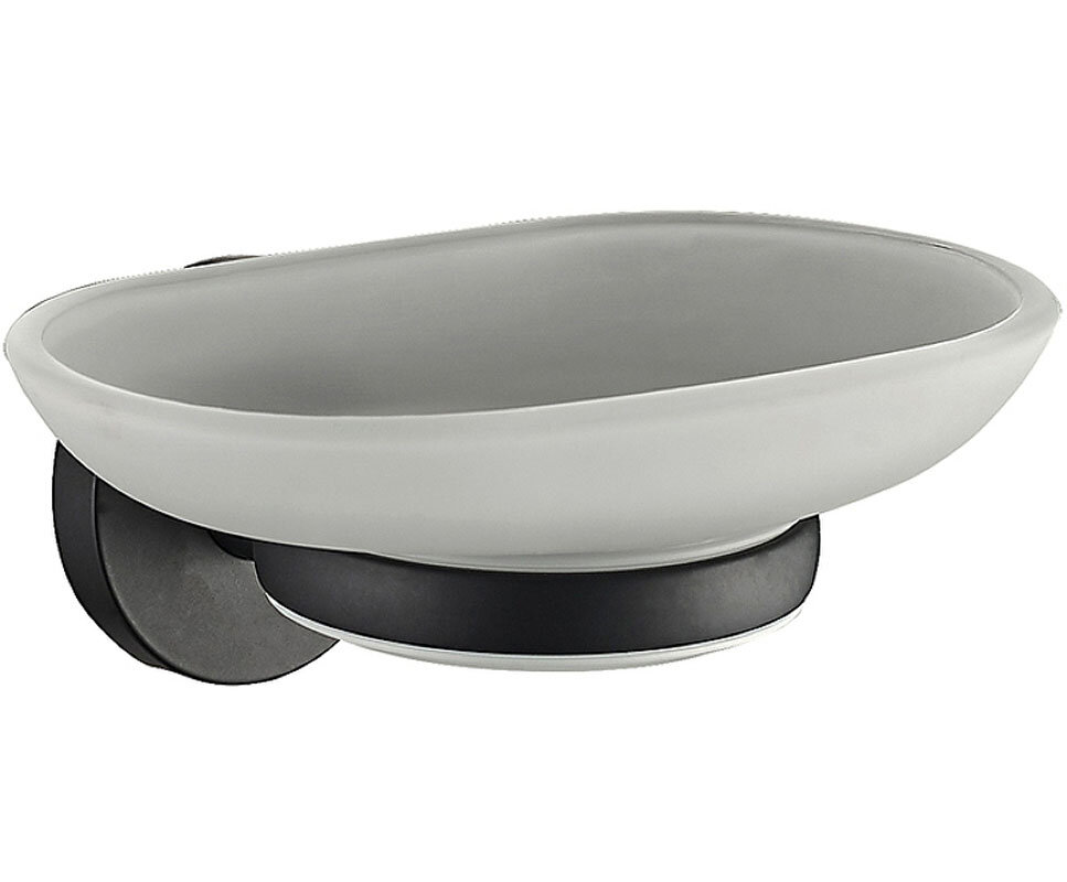 Изображение товара Мыльница с держателем Haiba HB8702 черная настенная из стекла и металла