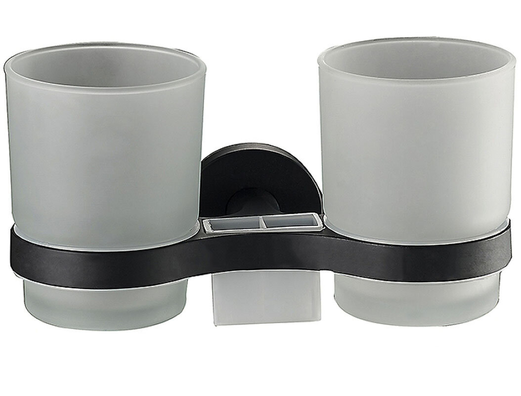 Изображение товара Стакан для щеток с держателем двойной Haiba черный HB8708 настенный