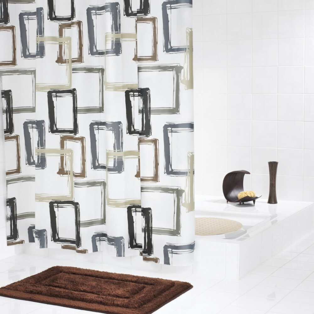 Изображение товара Штора для ванной комнаты Ridder Pattern 180 x 200 см бежевый коричневый