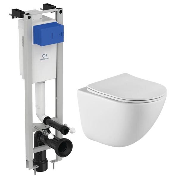 Изображение товара Инсталляция Ideal Standard узкая с унитазом BelBagno Amanda BB051CHR, сиденье микролифт, комплект Santehnica.ru
