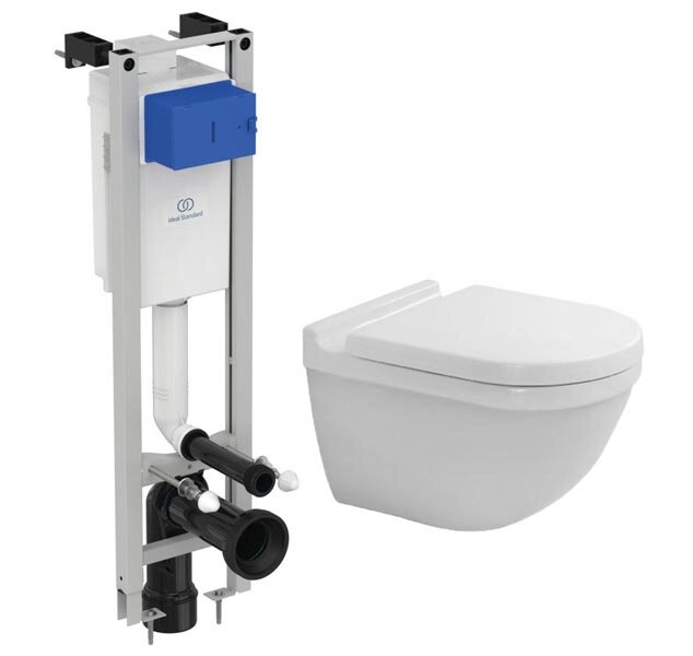 Изображение товара Инсталляция Ideal Standard узкая с унитазом Duravit Starck 3 45270900A1, сиденье микролифт, комплект Santehnica.ru Изображение товара Инсталляция Ideal Standard узкая с унитазом Duravit Starck 3 45270900A1, сиденье микролифт, комплект Santehnica.ru