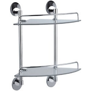 Изображение товара Стеклянная двухъярусная настенная полка Haiba HB1607-2 хром матовое стекло