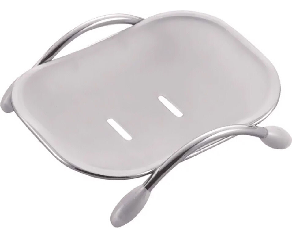 Изображение товара Пластиковая мыльница Haiba HB332-1 белая с хромированными элементами