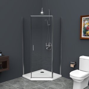 Изображение товара Душевой уголок BelBagno UNO-195, 90 х 90 х 195 см, стекло прозрачное, профиль хром, UNO-195-P-1-90-C-Cr