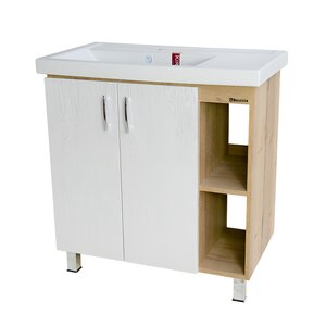 Изображение товара Тумба под раковину Bellezza Рона 80, напольная, натуральный дуб/белый, правая, 4634113030508