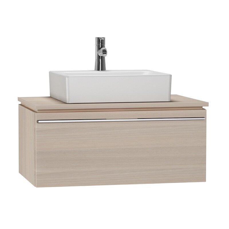 Изображение товара Тумба под раковину Vitra 80 см подвесная бежевый дуб Турция