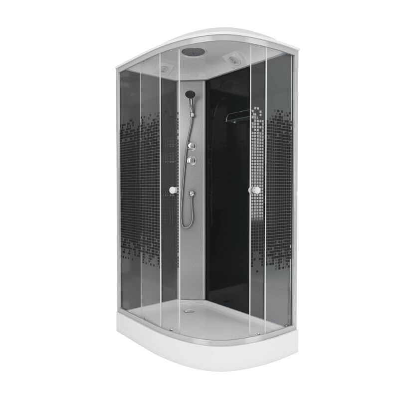 Изображение товара Душевая кабина Niagara Eco 120x80 низкий поддон черные стеклянные стенки с мозаикой Изображение товара Душевая кабина Niagara Eco 120x80 низкий поддон черные стеклянные стенки с мозаикой