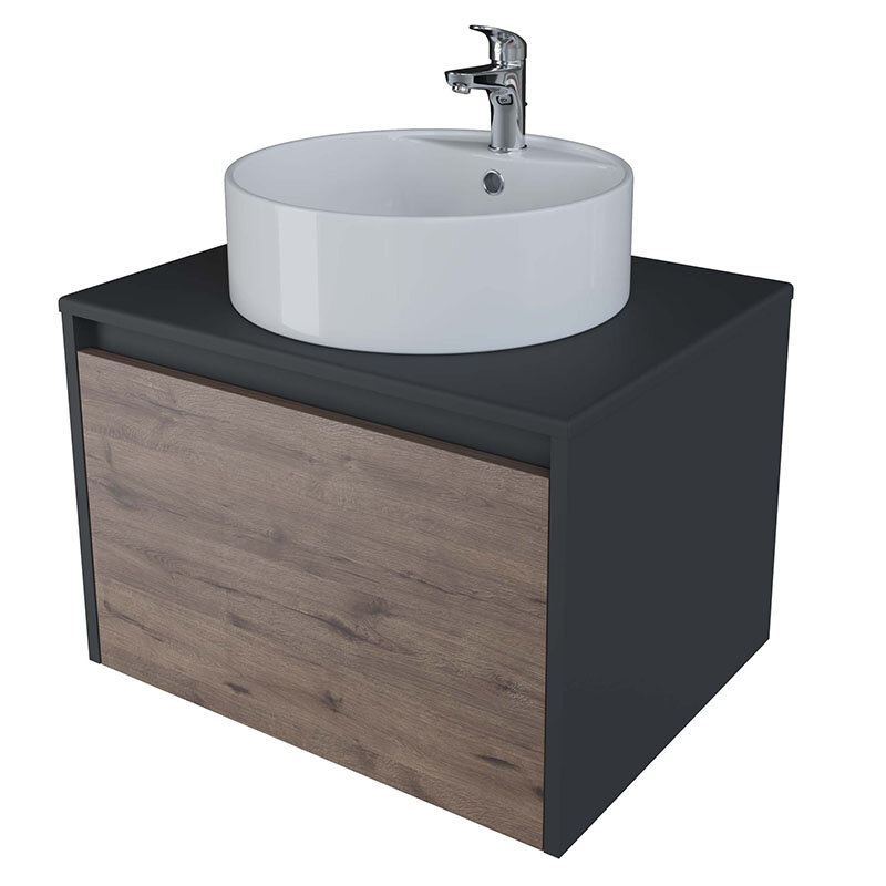 Изображение товара Тумба под раковину Stella Polar Эвита 60 подвесная серая Soft Touch