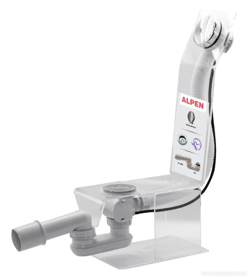 Изображение товара Сифон для ванны Alpen ALP55-RU60 полуавтомат хром