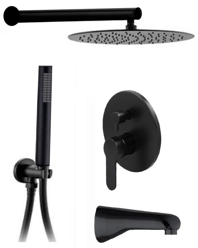 Изображение товара Душевая система ALMAes Marita TVZ-8833 Черный матовый, внутрений монтаж, 25 см лейка