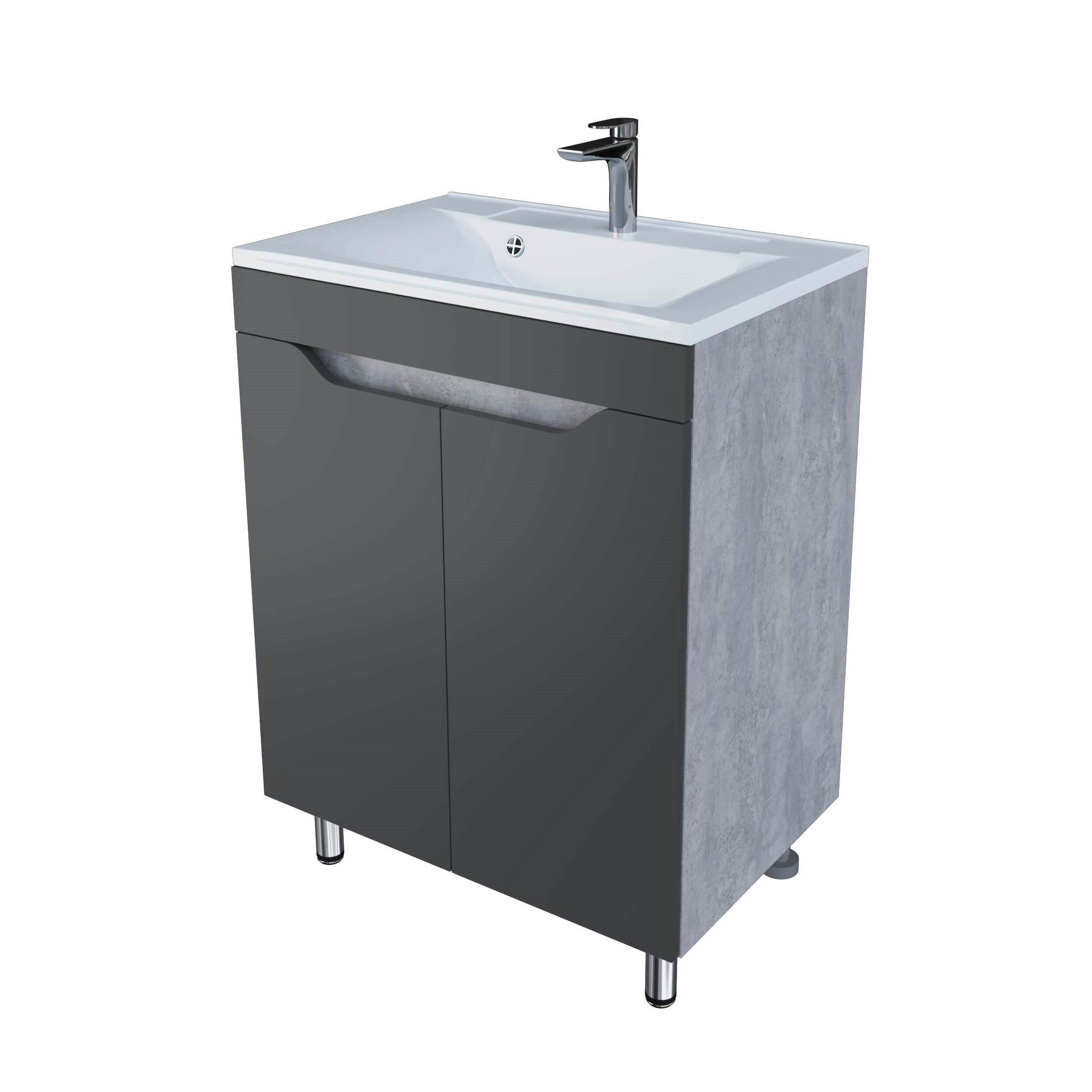 Изображение товара Тумба под раковину Stella Polar Абигель SP-00001079, 65 см, 2 дверки, напольная, серый/цемент