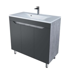 Изображение товара Тумба под раковину Stella Polar Абигель SP-00001126, 90 см, напольная, 3 дверки, серый/цемент