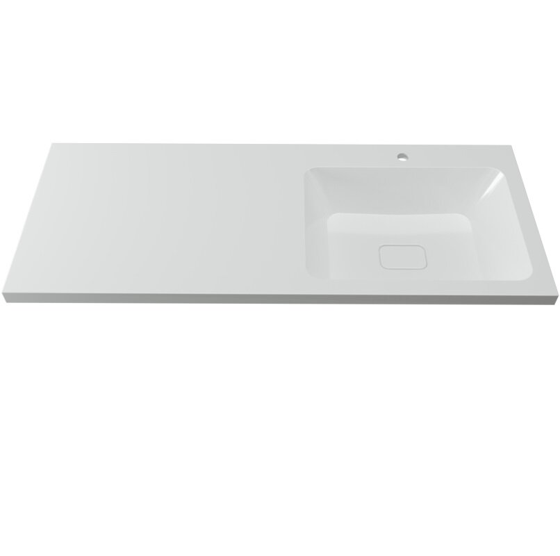 Изображение товара Раковина Madera Kamilla 120 см искусственный мрамор белая угловая с крыльями