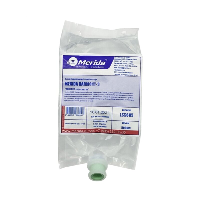 Изображение товара Дезинфицирующий спрей для рук Merida Harmony LSS605-S Экобриз 500 мл антисептик